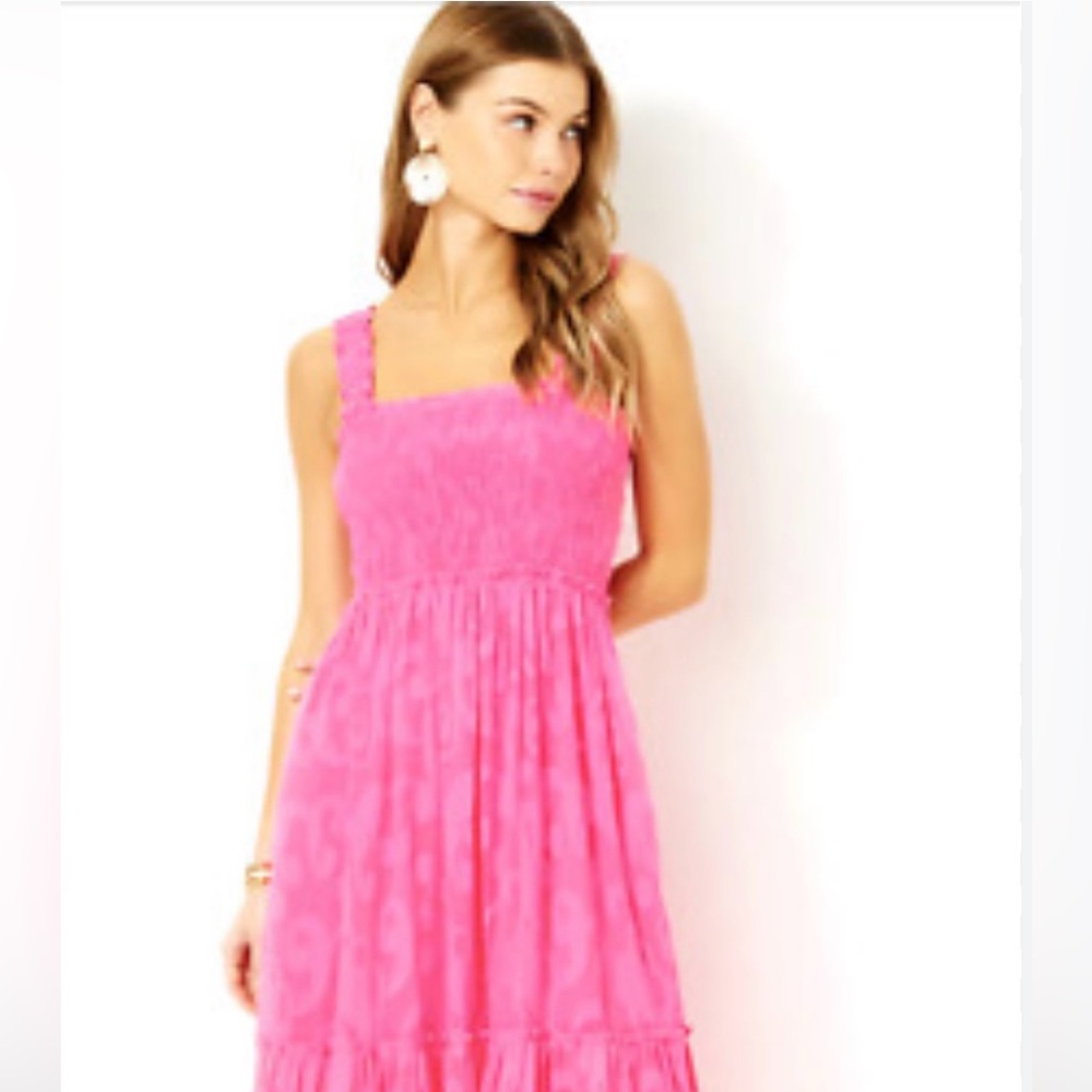 NWT Lilly Pulitzer Hadley Pink Smocked Maxi Dress